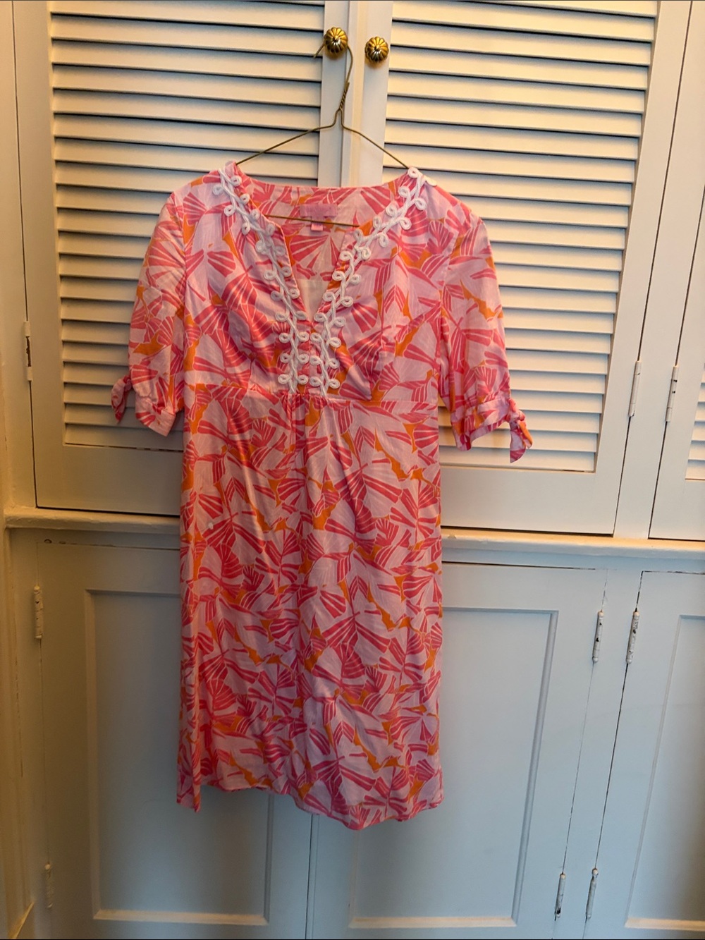 Lilly Pulitzer Pink and Orange Tropical V-Neck Dress